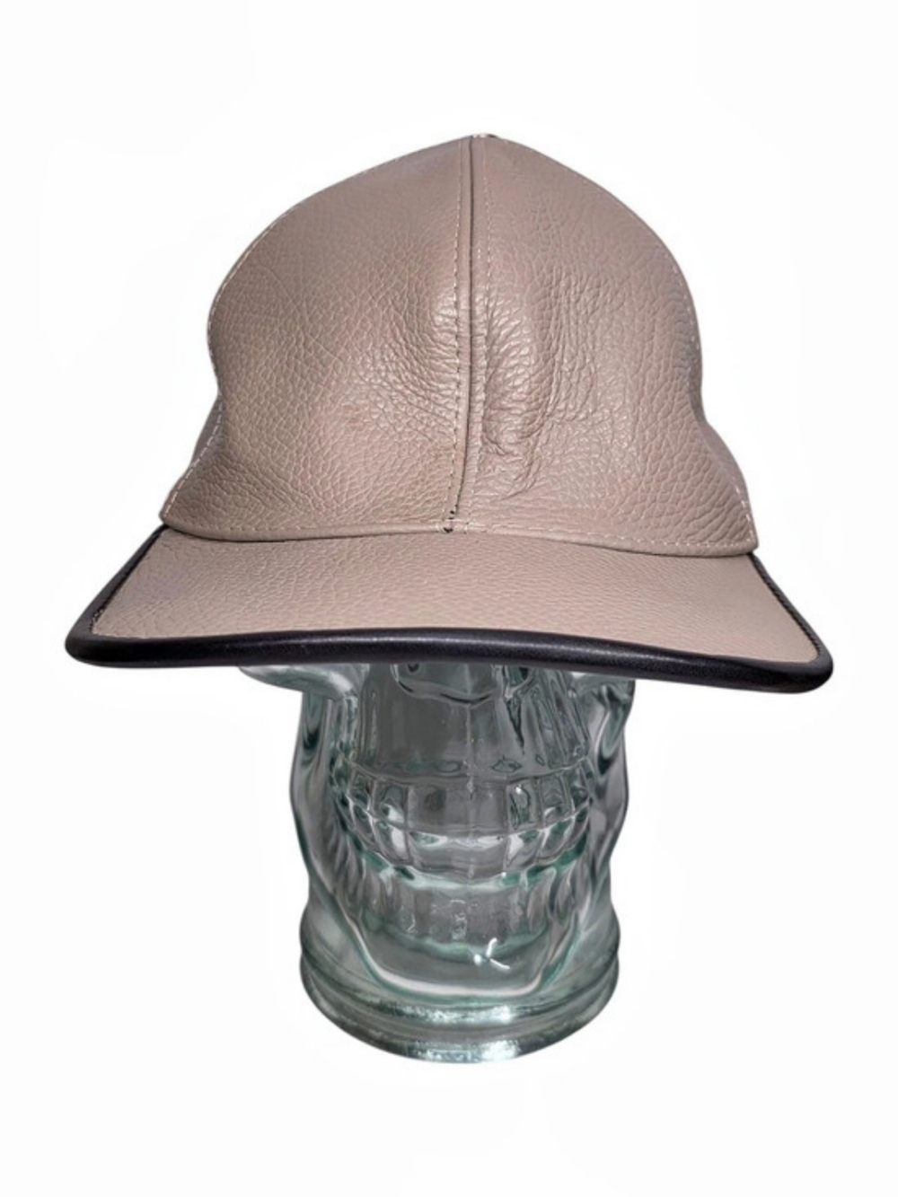 Vintage Genuine Leather Baseball Cap Adjustable Unisex Casual Beige Brown Hat